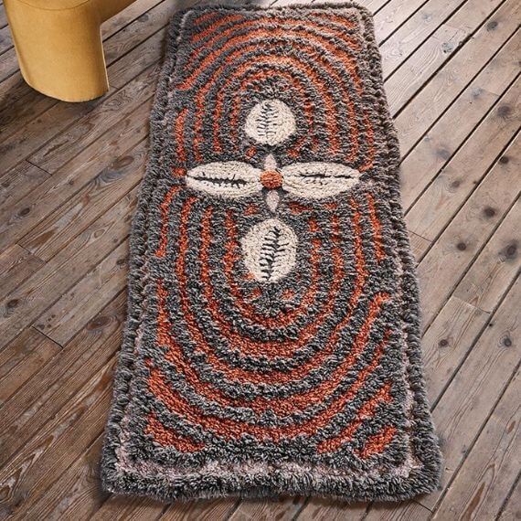 Tapis en laine marron ethnique lavable en machine Bracelet